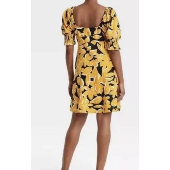 WHO WHAT WEAR Yellow Floral Linen Blend Mini Dress Size XXL NWT - Picture 7 of 7